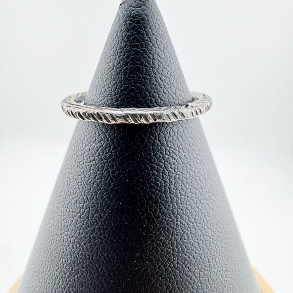 Vintage Band Textured Sterling Silver 925 Handmade Artisan Brutalist Patina - Picture 3 of 7